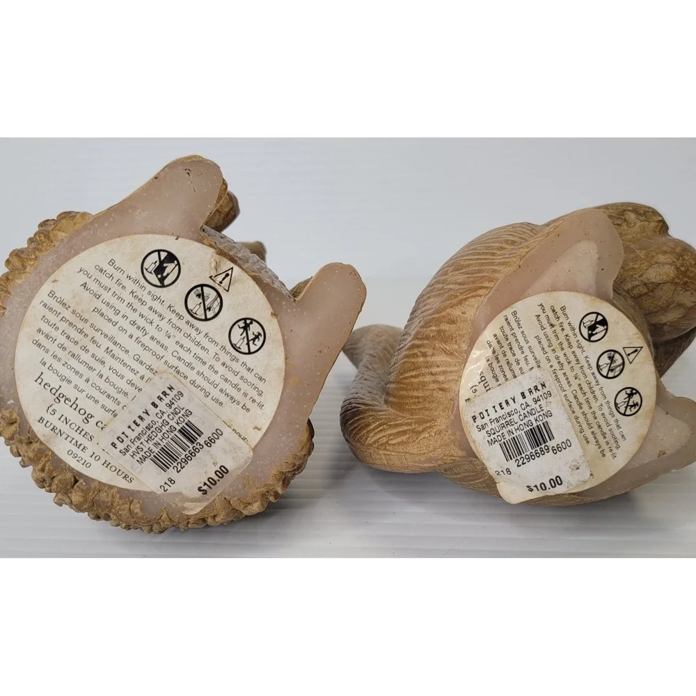 2 Pottery Barn Accents Harvest Animal Candles RARE Squirrel &‎ Hedgehog NEW